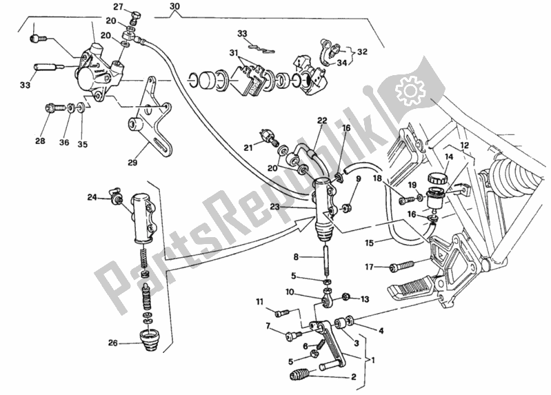 Todas las partes para Sistema De Freno Trasero Fm 002305 de Ducati Supersport 900 SS 1994